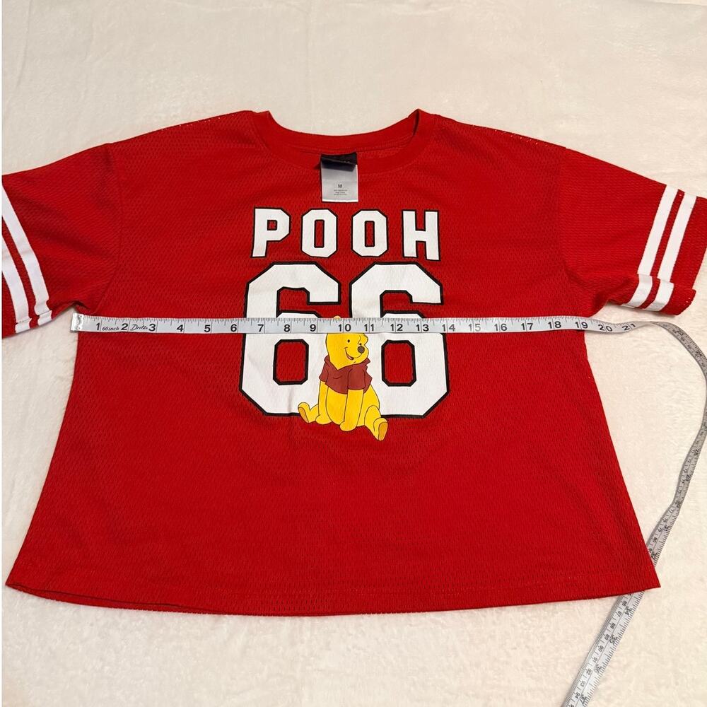 Disney Winnie the Pooh 66 Red Mesh Football Jersey Crop Top Medium